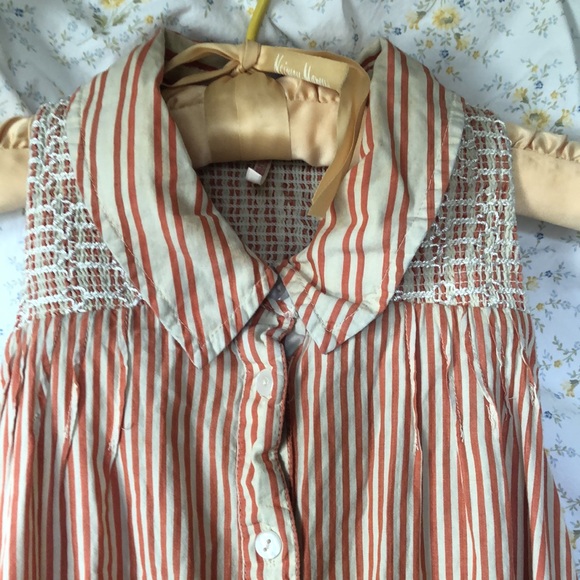 FREE PEOPLE Be Real rust colored  and tan striped sleeveless mini dress. Size L. - Picture 7 of 14